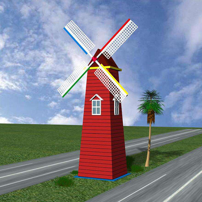 大型风车装饰户外旋转摆件现货防腐木质风车景观荷兰风车户外美陈