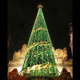大型户外圣诞树装饰工程 商场酒店飘带绿色圣诞树场景