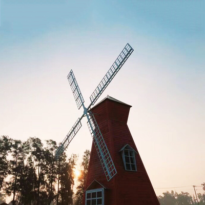 大型防腐木风车装饰 电动风车荷兰风车木制田园景观风车