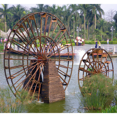 大型防腐木水车风水轮 户外景观田园大风车定做源头厂家定制生产