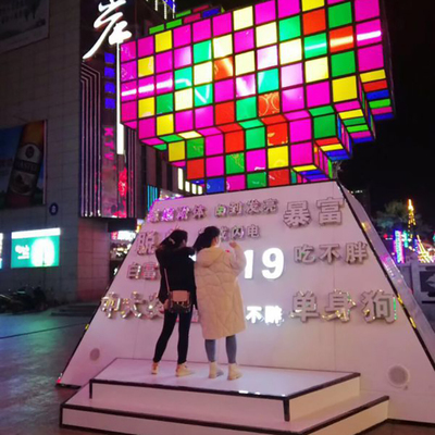 大型互动装置城市魔方律动心跳心愿机 城市心跳 许愿机 律动的心