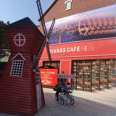 大型荷兰景观风车现货防腐木风车户外花海学校幼儿园风车实木工厂