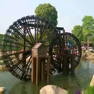 大型防腐木水车风水轮户外景观田园大风车定做源头厂家定制生产