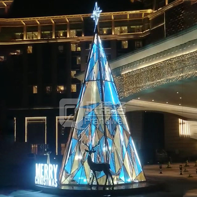 定制铁艺框架亚克力拼接圣诞树 圣诞节商场美陈