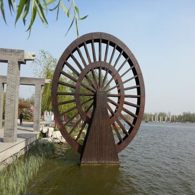 定做防腐木水车景观电动水车碳化木水车荷兰风车户外木质水车直销