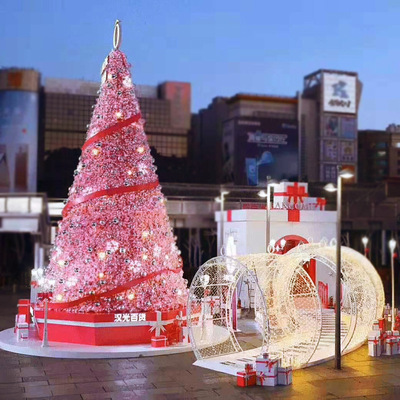Manufacturers customized large-scale 10 meter acrylic Christmas tree, iron seven color luminous arti