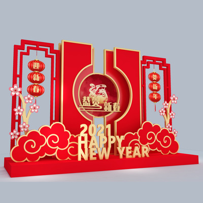 2021新年美陈牛年摆件春节酒店商场户外大型美陈售楼部装饰用品