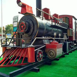 大型铁艺仿真绿皮火车头模型老式复古蒸汽火车主题餐厅大道具摆件