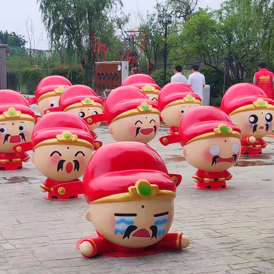 Factory customized glass fiber reinforced plastic cartoon God of Wealth Landscape sculpture of God o