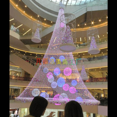 厂家直销新款大型圣诞树发光铁艺框架圣诞树定制户外圣诞节摆件