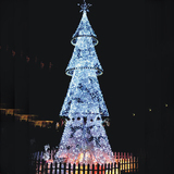 步行街大型框架圣诞树钢结构大型户外圣旦树加密框架飘带白色圣诞